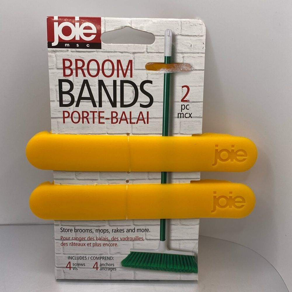 Joie Broom Bands with Screws — Wall Tool Organizer, Cleaning Storage